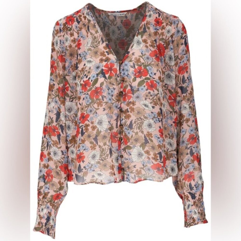 NEW VERONICA BEARD neha floral top line coral floral small